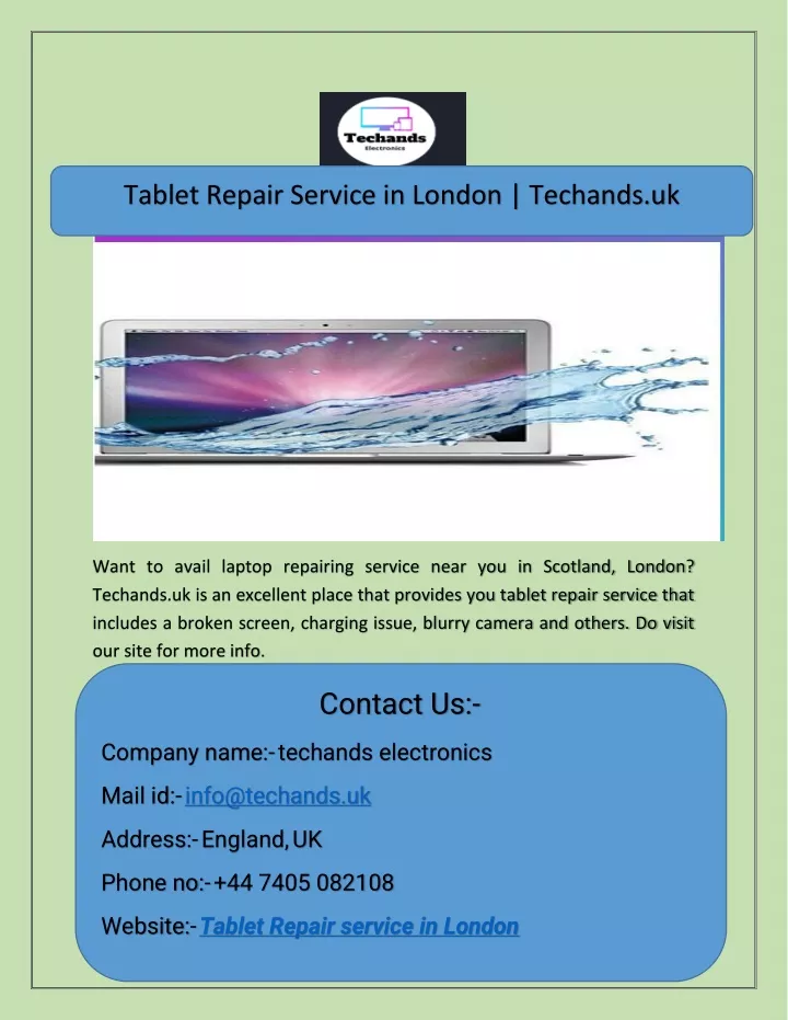 tablet repair service in london techands uk