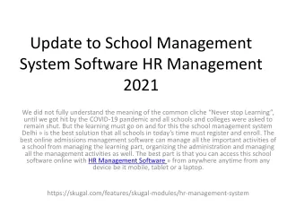 update to school management system software hr management 2021