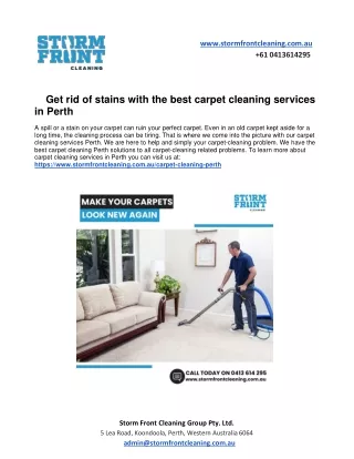 Get rid of stains with the best carpet cleaning services in Perth