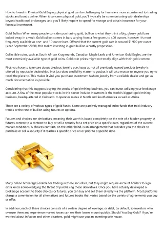 How You Can Use Your Ira To Invest In Gold And Other Precious ...