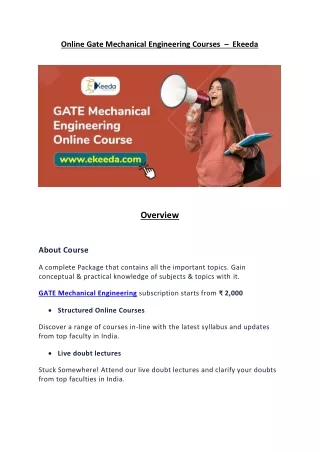 online gate mechanical engineering courses ekeeda