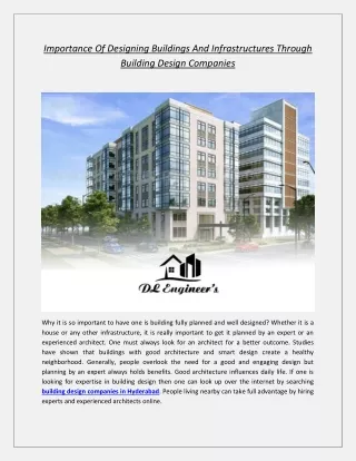 Importance Of Designing Buildings And Infrastructures Through Building Design Companies