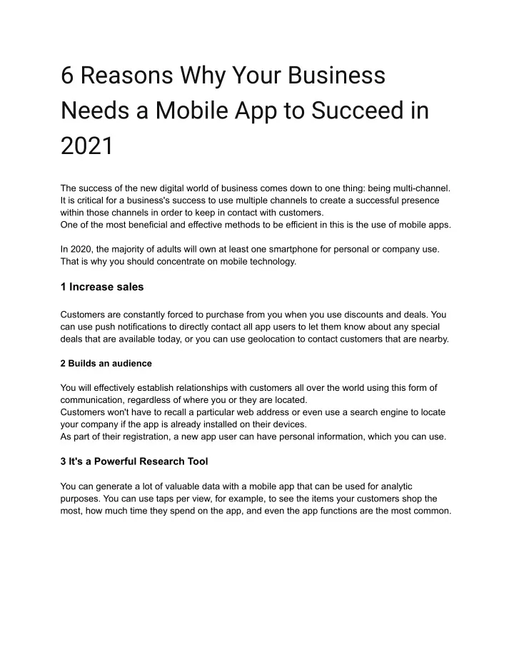 6 reasons why your business needs a mobile