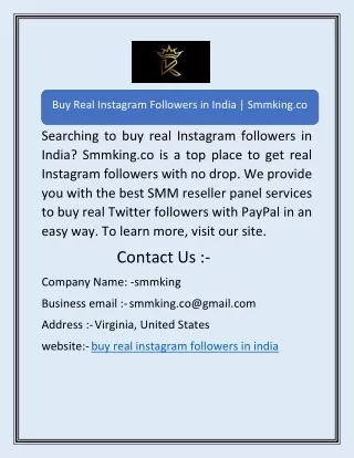 Buy Real Instagram Followers in India | Smmking.co