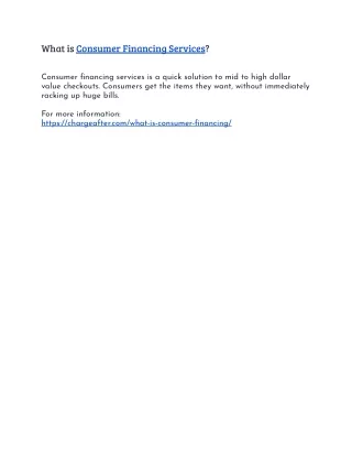 what isconsumer financing services