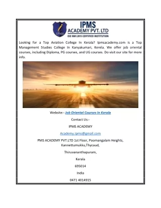 Job Oriental Courses in Kerala | Ipmsacademy.com