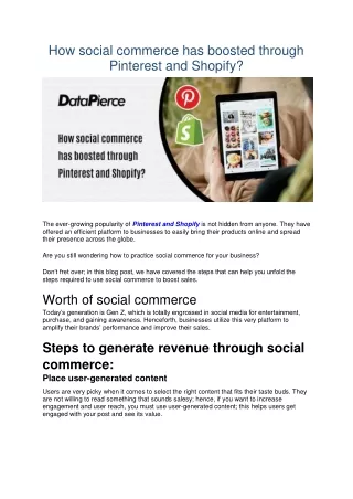 How social commerce has boosted through Pinterest and Shopify