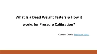 What Is a Dead Weight Testers