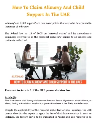 How To Claim Alimony And Child Support In The UAE
