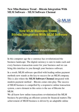 new mlm business trend bitcoin integration with
