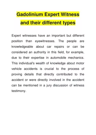 Gadolinium Expert Witness and their different types