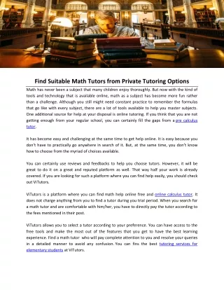 find suitable math tutors from private tutoring