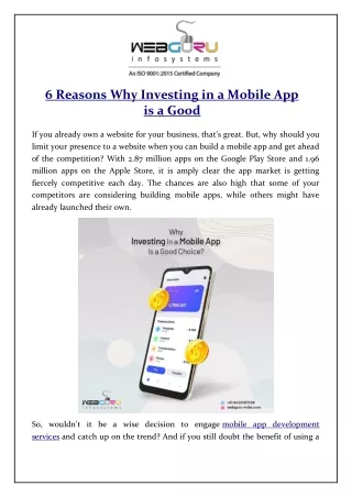 6 reasons why investing in a mobile app is a good