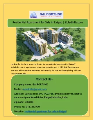 Residential Apartment for Sale in Raigad  Koladhills.com
