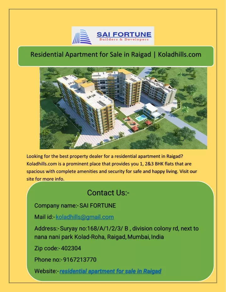 residential apartment for sale in raigad