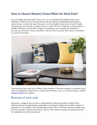 how to choose memory foam pillow for neck pain
