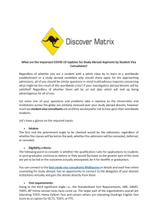 What are the Important COVID-19 Updates for Study Abroad Aspirants by Student Vi