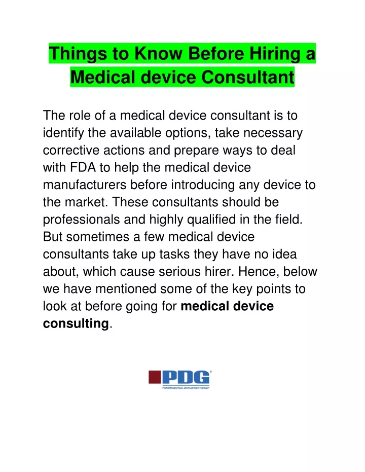 things to know before hiring a medical device