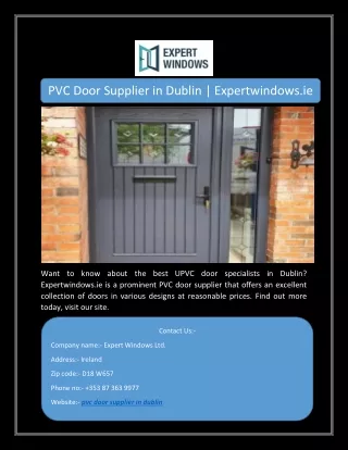 PVC Door Supplier in Dublin | Expertwindows.ie