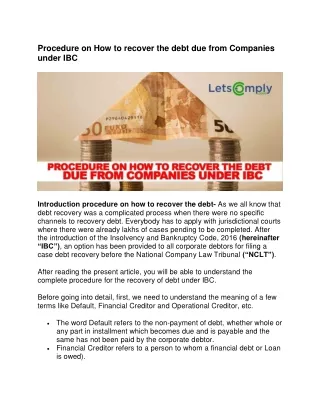 procedure on how to recover the debt due from