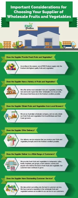 Important Considerations for Choosing Your Supplier of Wholesale Fruits and Vegetables