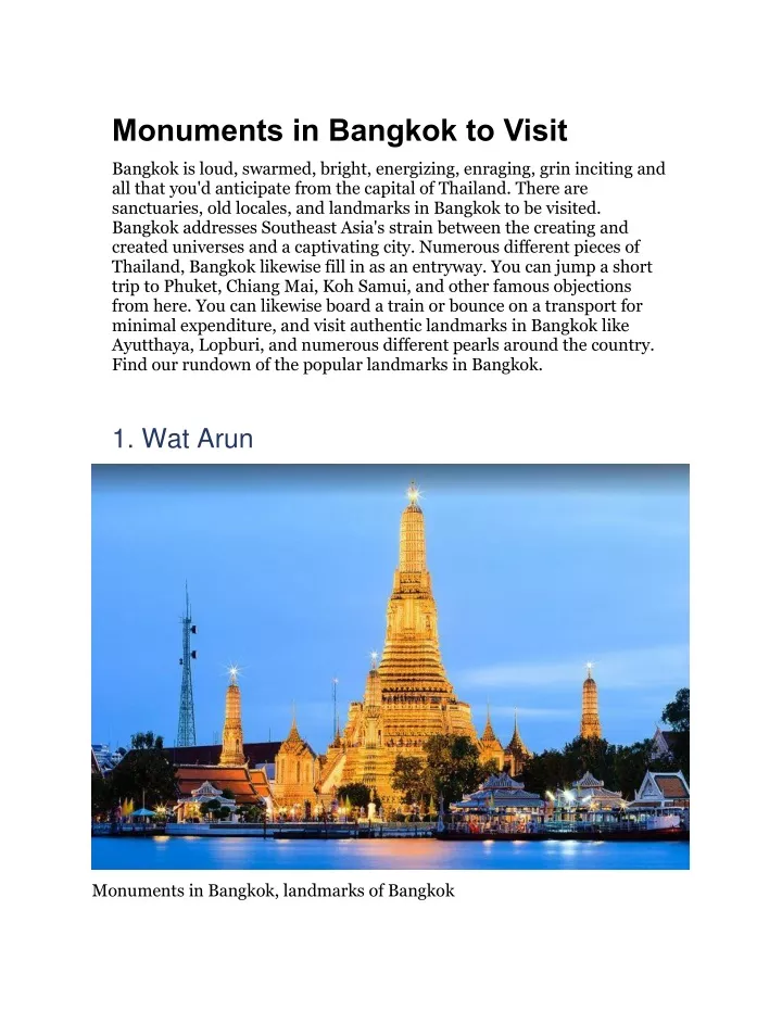 monuments in bangkok to visit