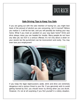 safe driving tips to keep you safe