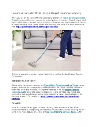 factors to consider while hiring a carpet