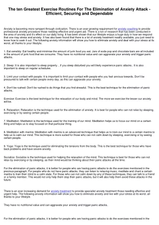 The 10 Ideal Activities For The Removal of Anxiety Attack - Reliable, Guarding and Effective