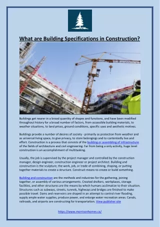 what are building specifications in construction