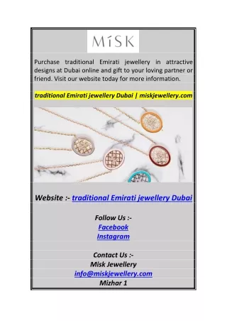 traditional Emirati jewellery Dubai  miskjewellery.co