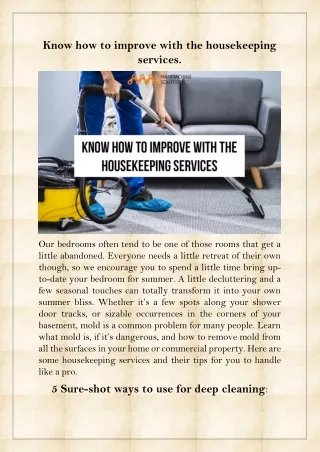 know how to improve with the housekeeping services