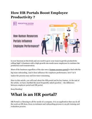 How HR Portals Boost Employee Productivity?