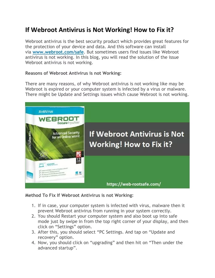 if webroot antivirus is not working how to fix it