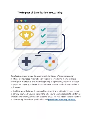 the impact of gamification in elearning