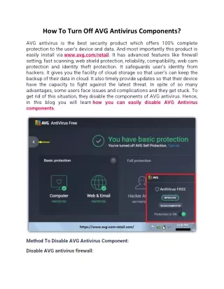 how to turn off avg antivirus components