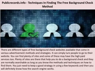 publicrecords info techniques in finding the free background check method