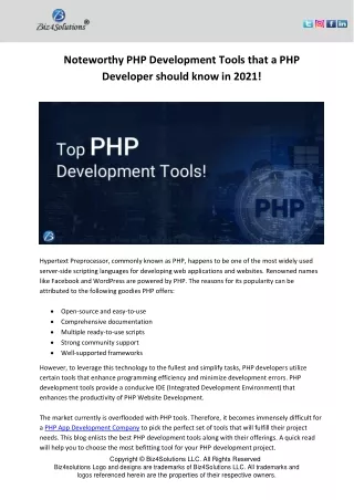 noteworthy php development tools that
