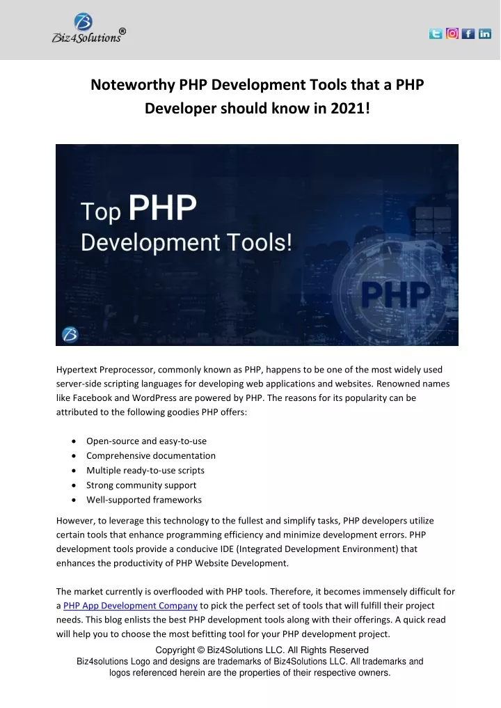 noteworthy php development tools that