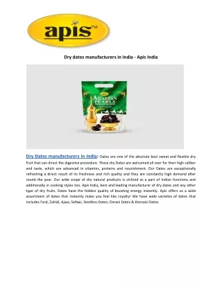 Dry dates manufacturers in India - Apis India