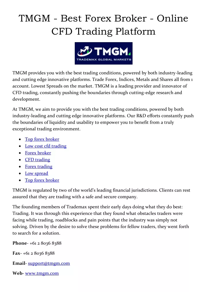 tmgm best forex broker online cfd trading platform