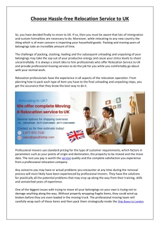 choose hassle free relocation service to uk