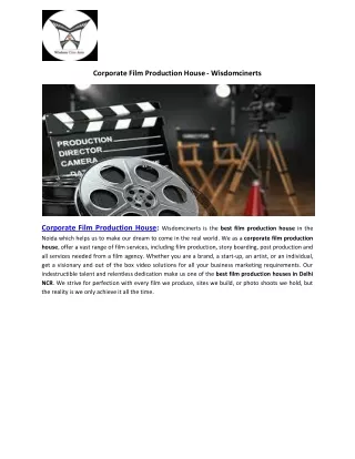 Corporate Film Production House-Wisdomcinerts