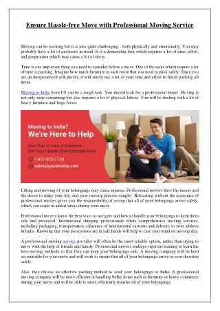 ensure hassle free move with professional moving
