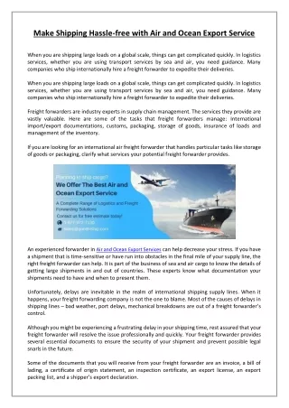make shipping hassle free with air and ocean