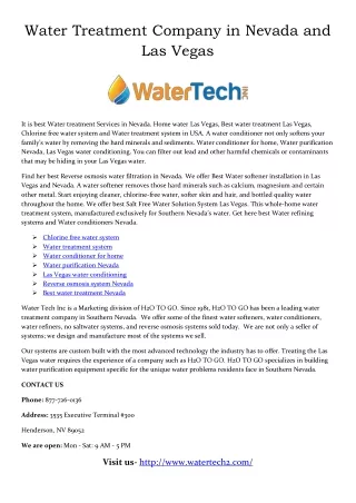 water treatment company in nevada and las vegas