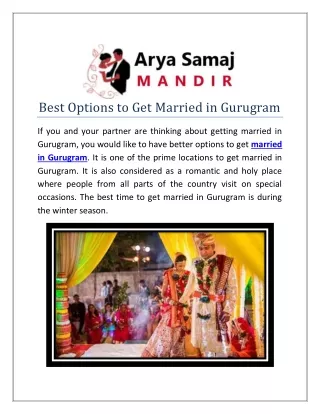 Best Options to Get Married in Gurugram