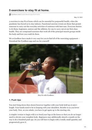 5 exercises to stay fit at home - fyndhere.com
