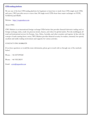 cfd trading platform we are one of the best