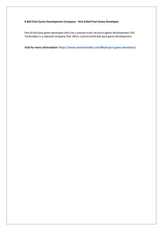 8 ball pool game development company hire 8 ball